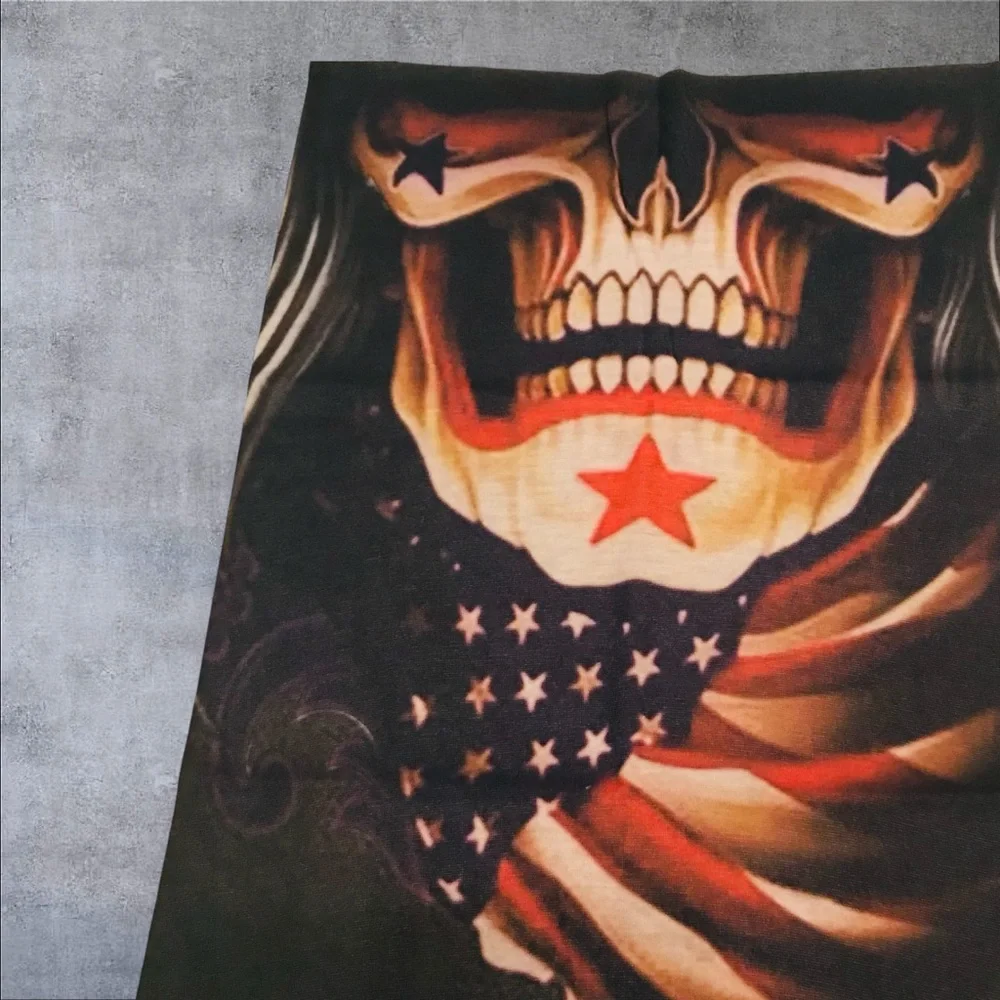 Stars & Stripes Skull 16 n 1 Neck Gaiter Face Covers Dust Mask 2 total Biker Rag